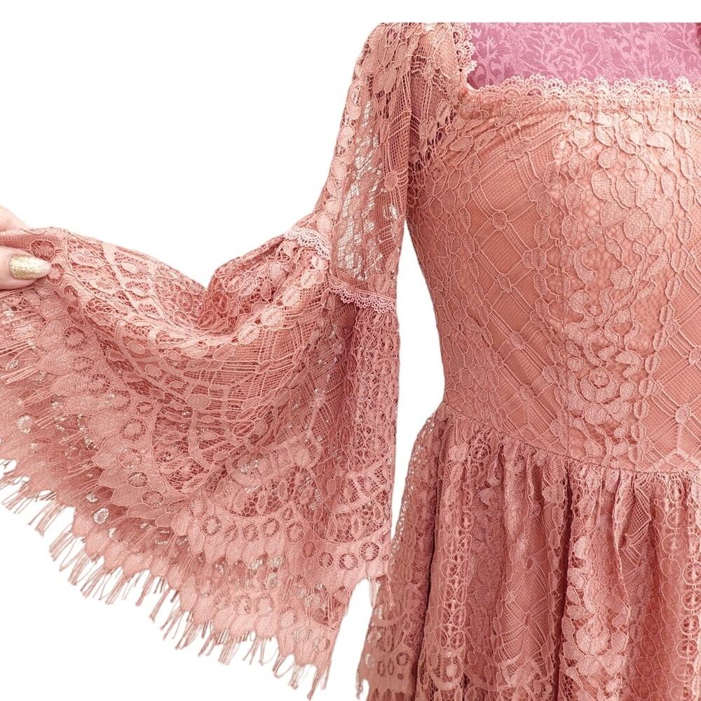 Elegant Lace Pink Dress